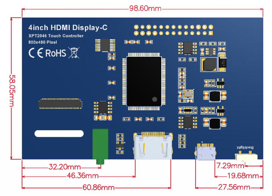 4 Inch Raspberry Pi Zero Touch Screen LCD Display 800*480 HDMI Port RTP Touch Panel