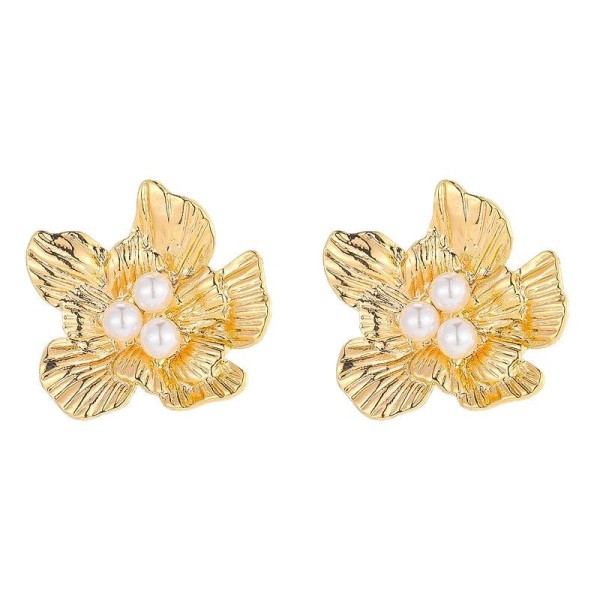 Fashion Brass Gold Plated Earring Round Mosquito Coil Flower Pearl Inlaid Zircon Studs DIY Geometric Women's Jewelry Earrings