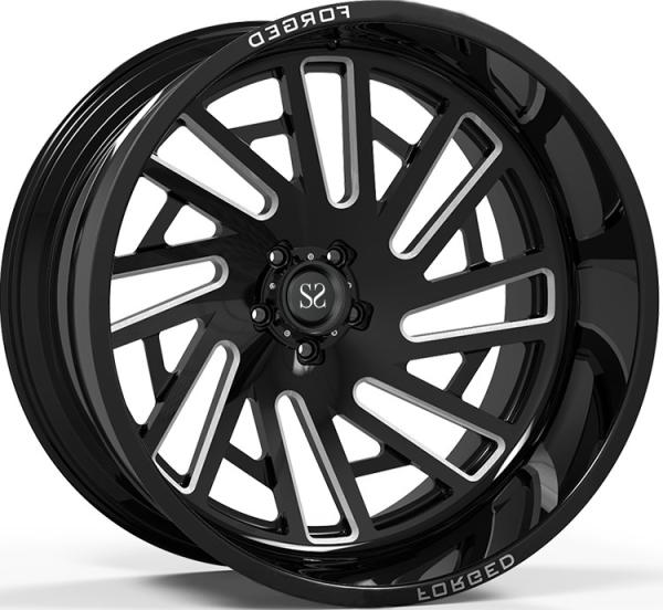 Off Road Rims 24x12 and 24x14 Gloss Black Deep Lip Customized 4x4 Wheels Rim