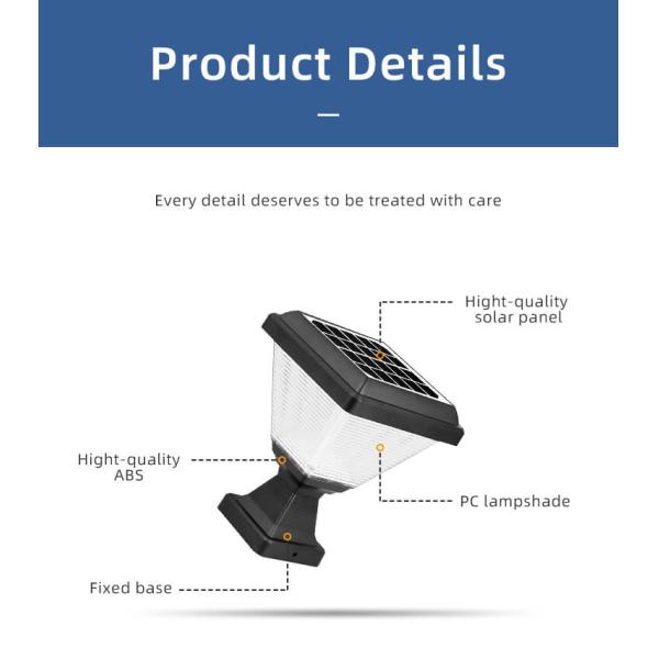 Outdoor Waterproof IP65 Post Lighting Garden Spike Led Gate Solar Pillar Light with ABS
