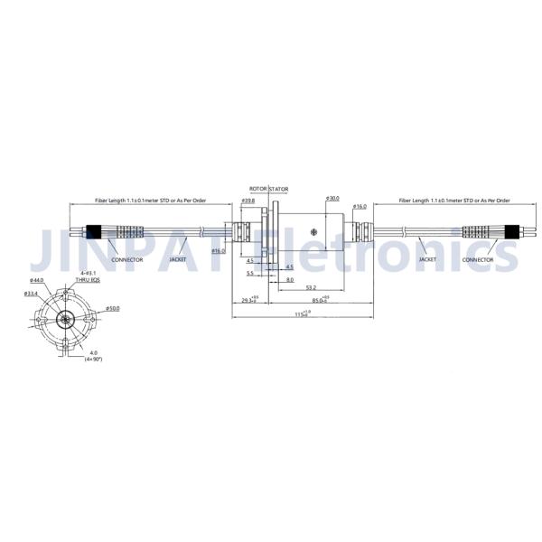 IP67 Fibra óptica en la articulación rotativa 300 rpm 100 millones de revoluciones