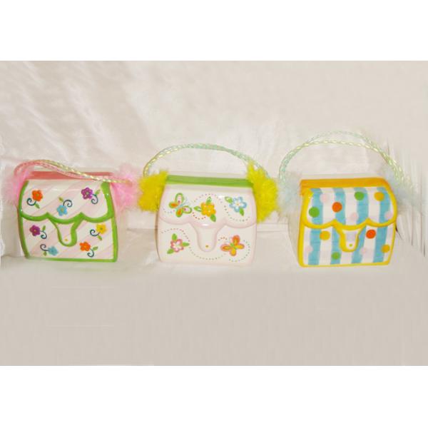 Colorful Ceramic Purse Bank / Saving Bank For Girl And Lady Earthenware