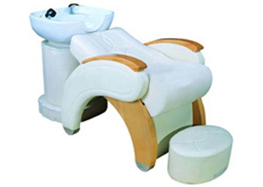While Comfortable Salon Shampoo Chairs Ceramic Bowl With PVC Vinyl Upholstery