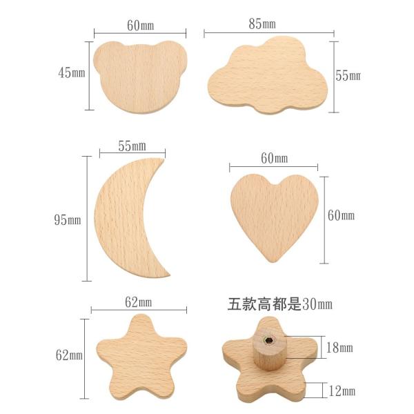 Деревянные ручки мебели луны звезды вытягивают ручки ящика для комнаты детей