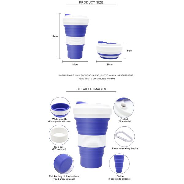 19.5oz Collapsible Silicone Reusable Coffee Cup