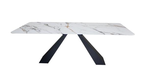 Genuine Ceramic Marble Top Dining Table With Steel Base