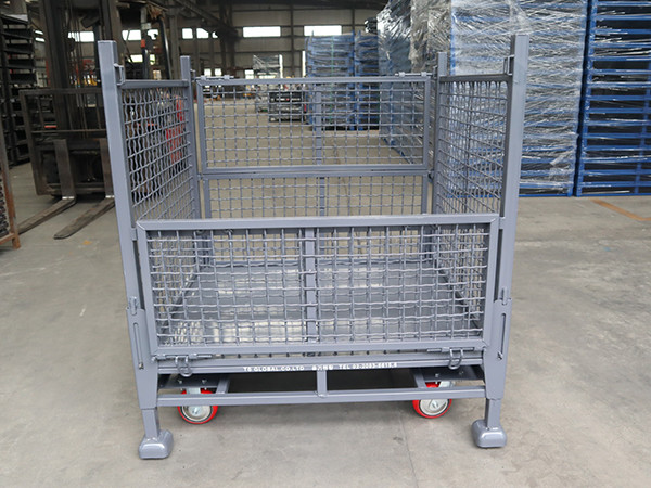 1000кг Белый складной сетки Палетные клетки Хранилища Столлажи Троллейбус с колесами