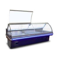 Horizontal Curved Stainless Steel Glass Cooked Food Display Freezer Fridge