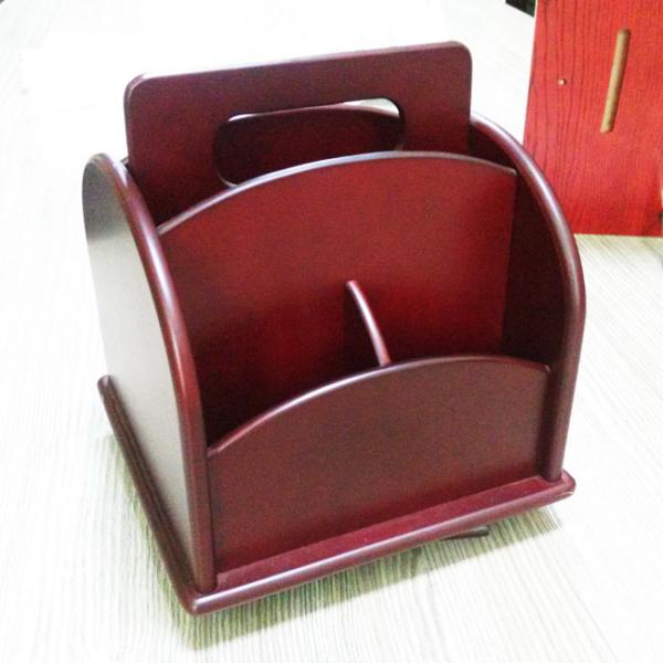 Rosewood Swivel Desktop Organizer, MDF Box, Office Stationery Wooden Box. Professional Wooden Crafts Manufacturer