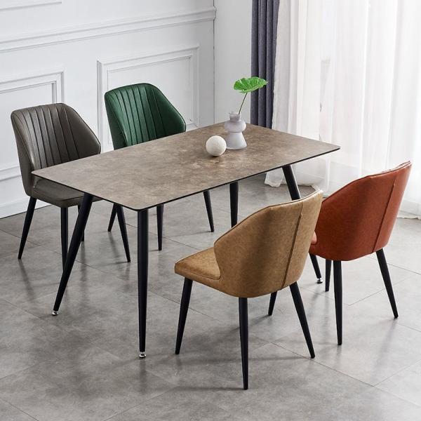 Synthetic Leather Grey Upholstered Dining Chair For French Cafe