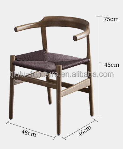 Modern Wooden Dining Chair with Wishbone Design and Antique Rope Seat
