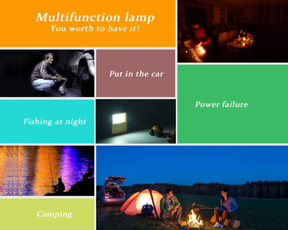 Super bright portable solar work lamp | Three mode  lighting | Emergency power bank function | Outdoor camping car emergency