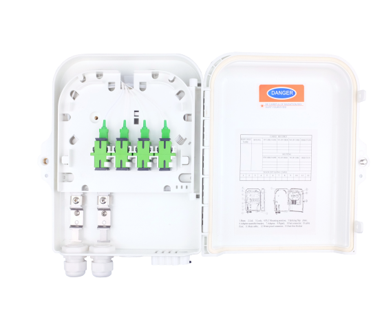 Caixa de distribuição de fibra óptica de terminal FTTH externo de 8 núcleos com 3 tempos