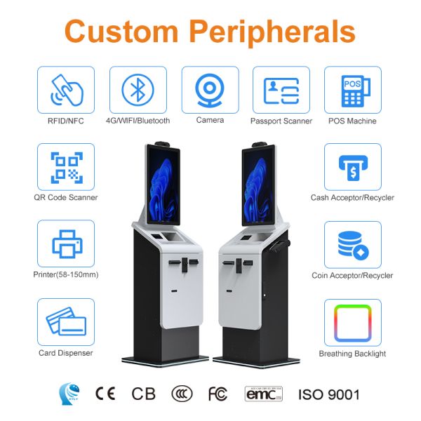 Custom Shape and Size Self Service Kiosk with Currency Exchange and 10-Point Capacitive Touch Screen