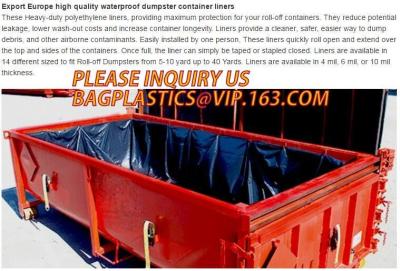 Waste Disposal Dumpster, Open Top Roll Off Drawstring Container Liners, Dumpster Liners, Facility Liners