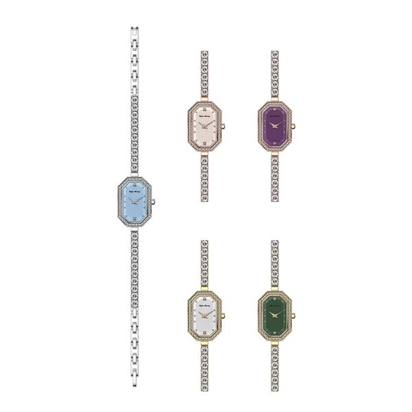 34x19mm Stainless Steel Quartz Watch Polytope Bracelet With Large Zircon