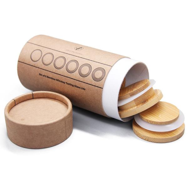 Boca Larga Mason Jar Can de cerveja de vidro de 70 mm tampas de bambu com buraco de palha