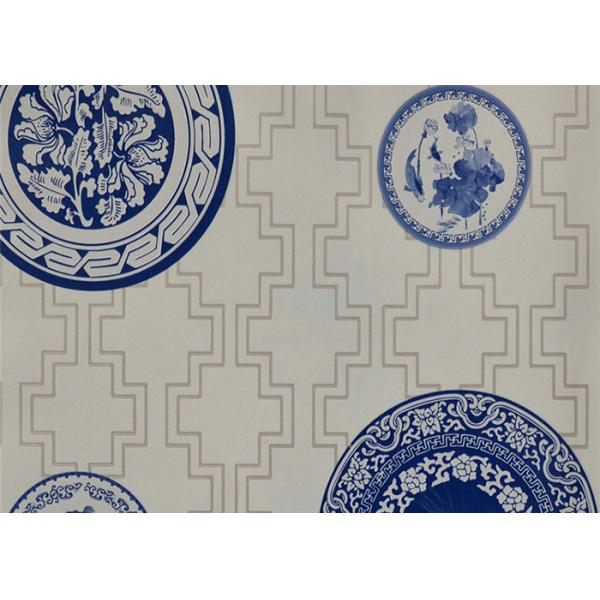 Заволакивания обоев/стены голубого и белого украшения комнаты фарфора азиатские воодушевленные