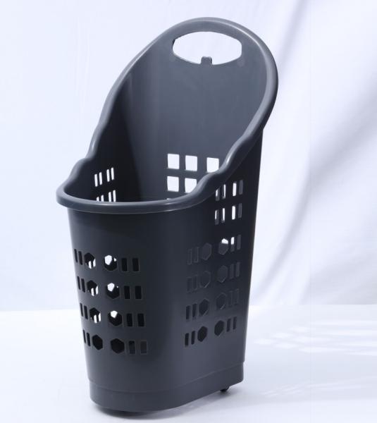 Big Gray Size Supermarket Trolley Basket Hand Pull Plastic Grocery Basket