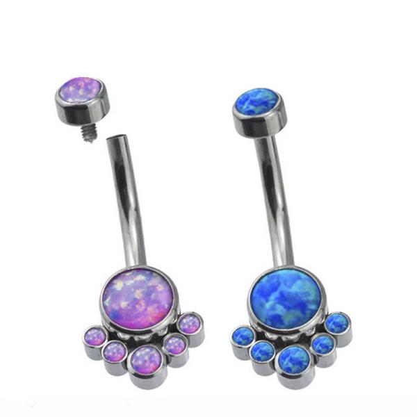 A flor oscila a joia 14G 1.6mm do corpo do titânio com Opal Gem azul brilhante