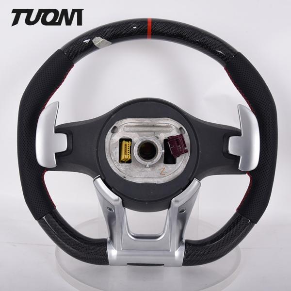 Alcantara Carbon Fiber Mercedes Benz Steering Wheel 35cm Custom Shape Red Stripe