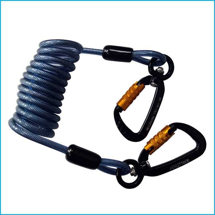 Metal Spring Coil Safety Tool Lanyard High Durability Carabiner Easy Installation Anti Fall Rope for Industrial Outdoor Working