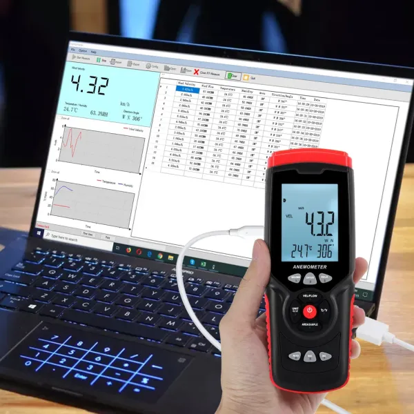 GT8907 Highly Sensitive Digital Anemometer Non Contact For Wind Speed Measurement