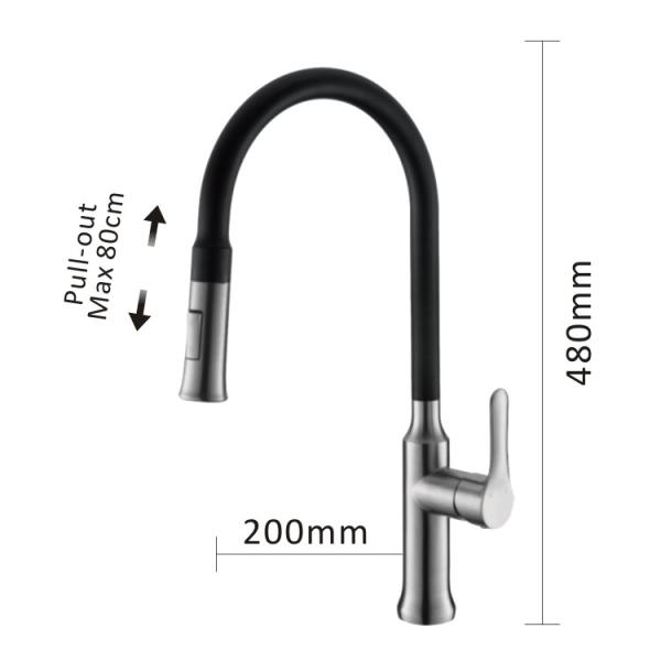 1.5MPa 35mm Ceramic Cartridge High Arc Pull Out Spray Spring Kitchen Tap Faucet