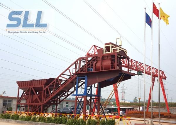 Mobile Ready Mix Concrete Plant / Portable Cement Plant Customized Color