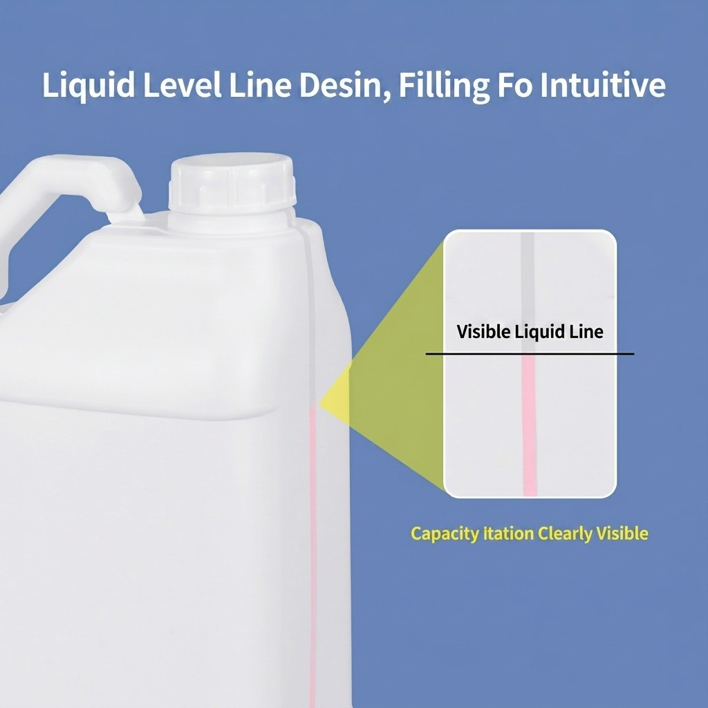 5 Liter Plastic Square Jerry Can HDPE Packaging Container with Aluminum Foil Liner ,Enlarged Handle, Visible Level Line and Spiral Cap for Coatings and Solvents