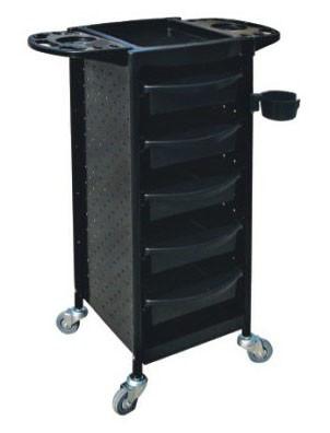 All Black Salon Rolling Cart With Dryer Hold With Folding Trays , 94*39*40cm Size