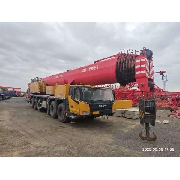 2023 SANY grúa usada 160 toneladas 8 secciones de boom, 2 motores, 88m boom principal, 17,5m Jib, 57 toneladas contrapeso, en perfecto estado.