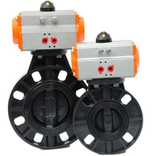 UPVC Wafer Pneumatic Butterfly Valve EPDM Seat Anti-Corrosion Plastic Butterfly Valve for Chemical Sewage Pipeline