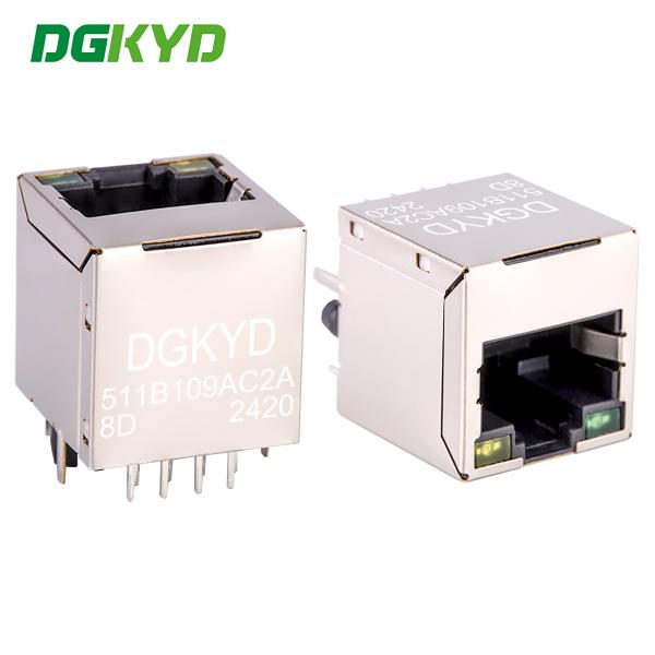 Верхняя вставка RJ45 Ethernet Connector с внутренней изоляцией трансфомера 180 градусов прямой вставкиDGKYD511B109AC2A8D