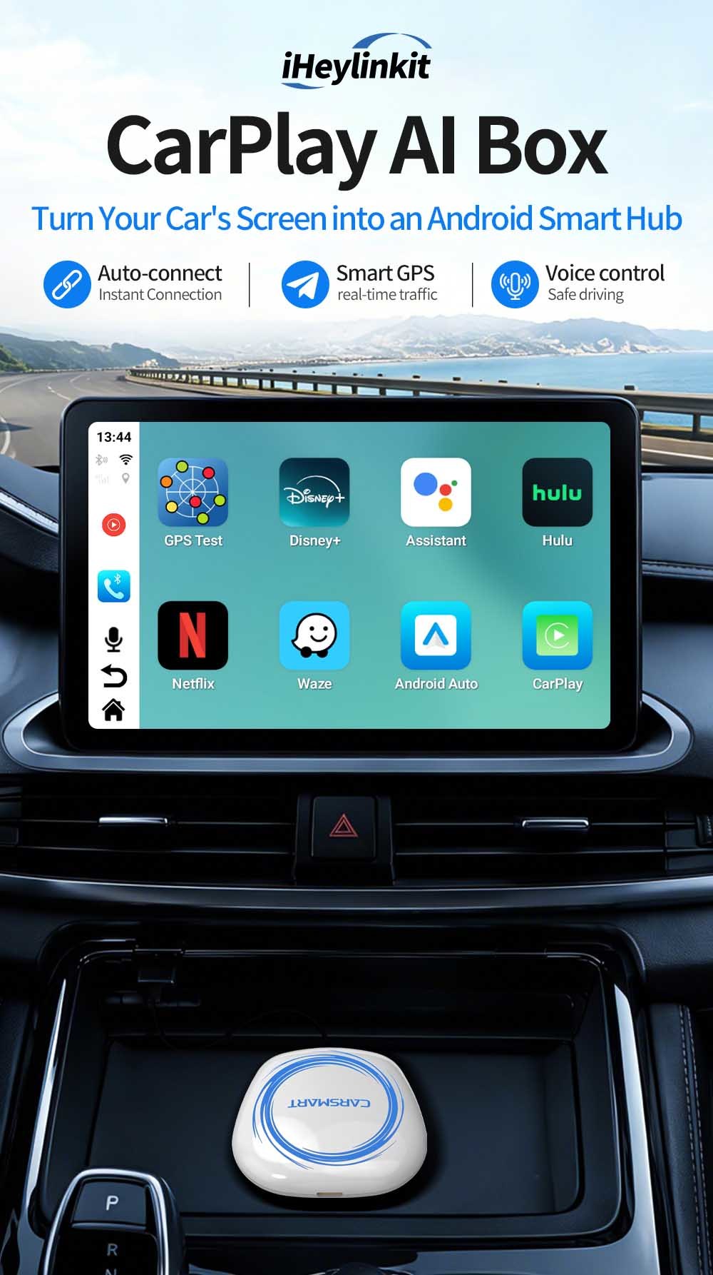ODM Smart Wireless AI Box Android Adapter Portable 3 In 1 Android 16 For Car