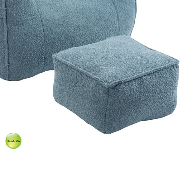 Ergonomic Compression Vacuum Packed Sofa Blue Microfiber Slipcovered