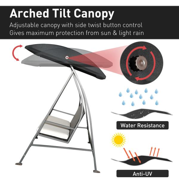 Mail packing Y AJUNION Garden Porch Swing Chair Wicker Seat Hanging Chair Patio Swings with Canopy