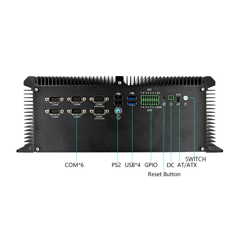 4 ядр седьмое I7-7700HQ Windows 10 POE ПК коробки USB COM 8 Lan 6 Fanless