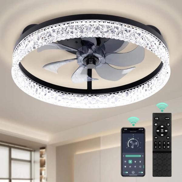Certificado de lámpara dorada blanca y negra para el hogar moderno de fábrica, ventiladores de techo de 48W, reemplazo, 5CCT ajustable con interruptor DIP, luces de techo