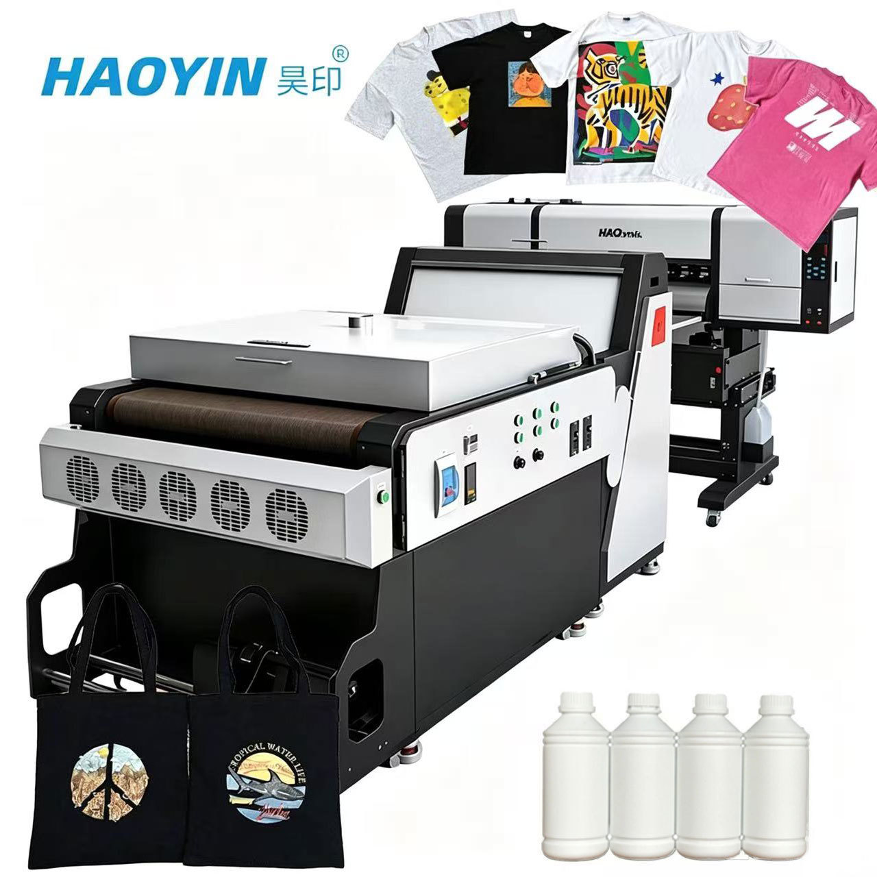 All In One DTF Printer With Integrated Powder Shaker Dryer Machine