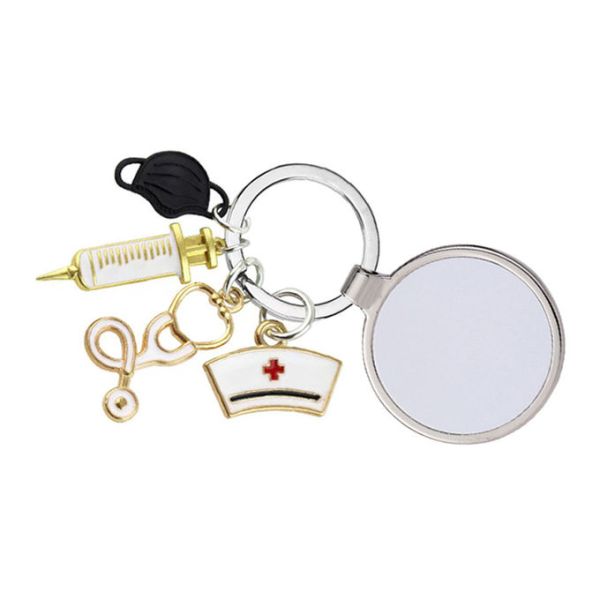 Blank Sublimation Picture Frame Medical Tool Keyring Custom Mask Stethoscope Syringe Nurse Cap Key Chain
