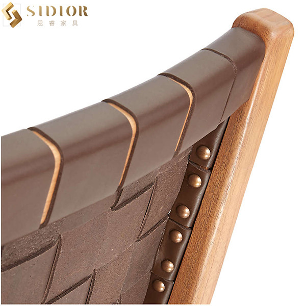 Italian Style Leather Upholstered Seat Dining Chair 62cm width Solid Wood legs