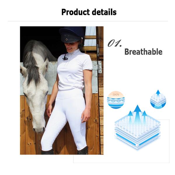 White Children'S horse riding Pants Side pocket equestrian breeches Moisture Wicking Fabric