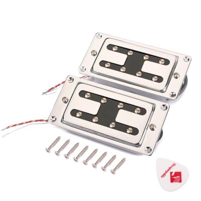 Alnico 5 Humbucker Pickup Set Dual Coil H Style Pickups Chrome 9 ~ 10K Output LP Guitarras Elétricas