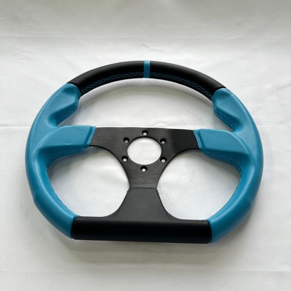 Blue Black 15 Inch Racing Steering Wheel 3 Spoke Flat Bottom ODM