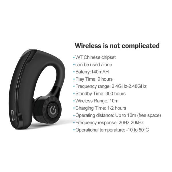 TWS True Wireless Bluetooth Earphone Single Earhook Business Long Standby