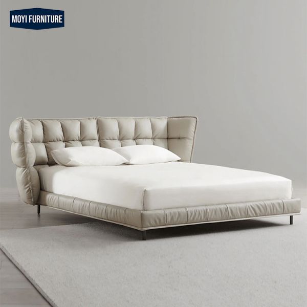 Synthetic Leather Upholstery Customized Color Luxury King Size Bed Classic Double Soft Bed Frame Bedroom Furniture Set