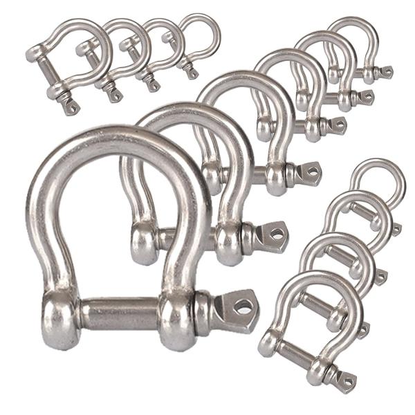 Lifting Purposes Stainless Steel Bow Shackles with Collar Pin Type and Polished Finish