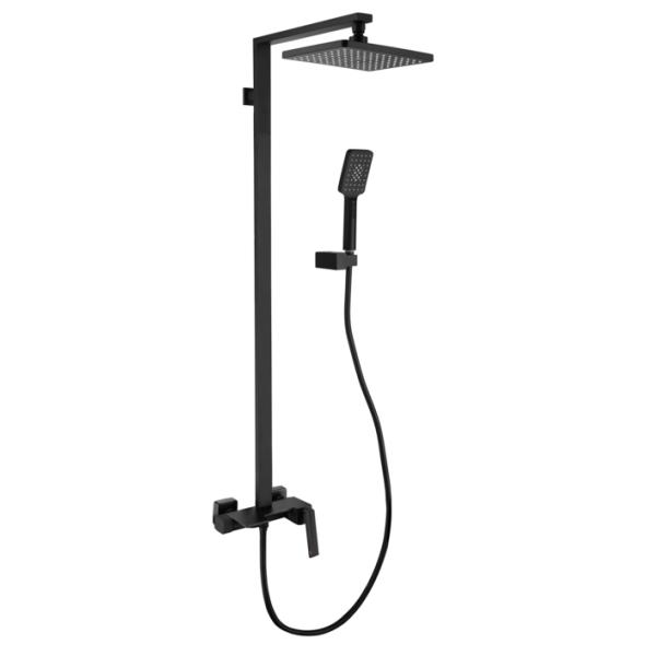 Black Brass Bathtub Faucet Mixer Set Wall Mounted Single Handle for Luxurious Bathroom