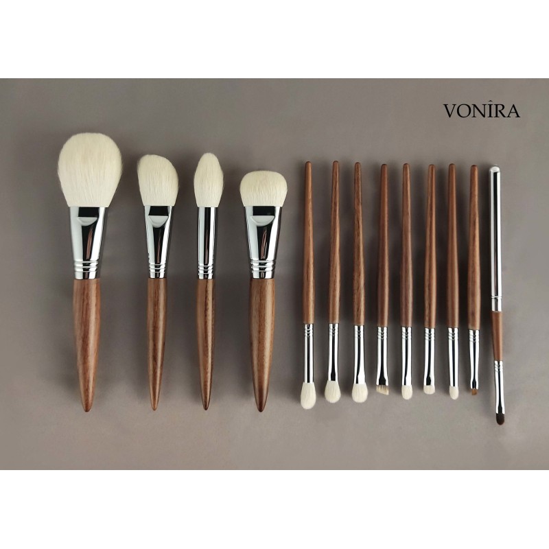Vonira Custom Wholesale Natural Animal Hair Brown Ebony Handle Makeup Eye Brow Brush